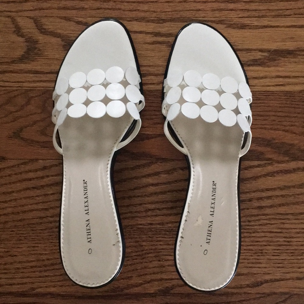 Athena Alexander mod, white, black heel sandals